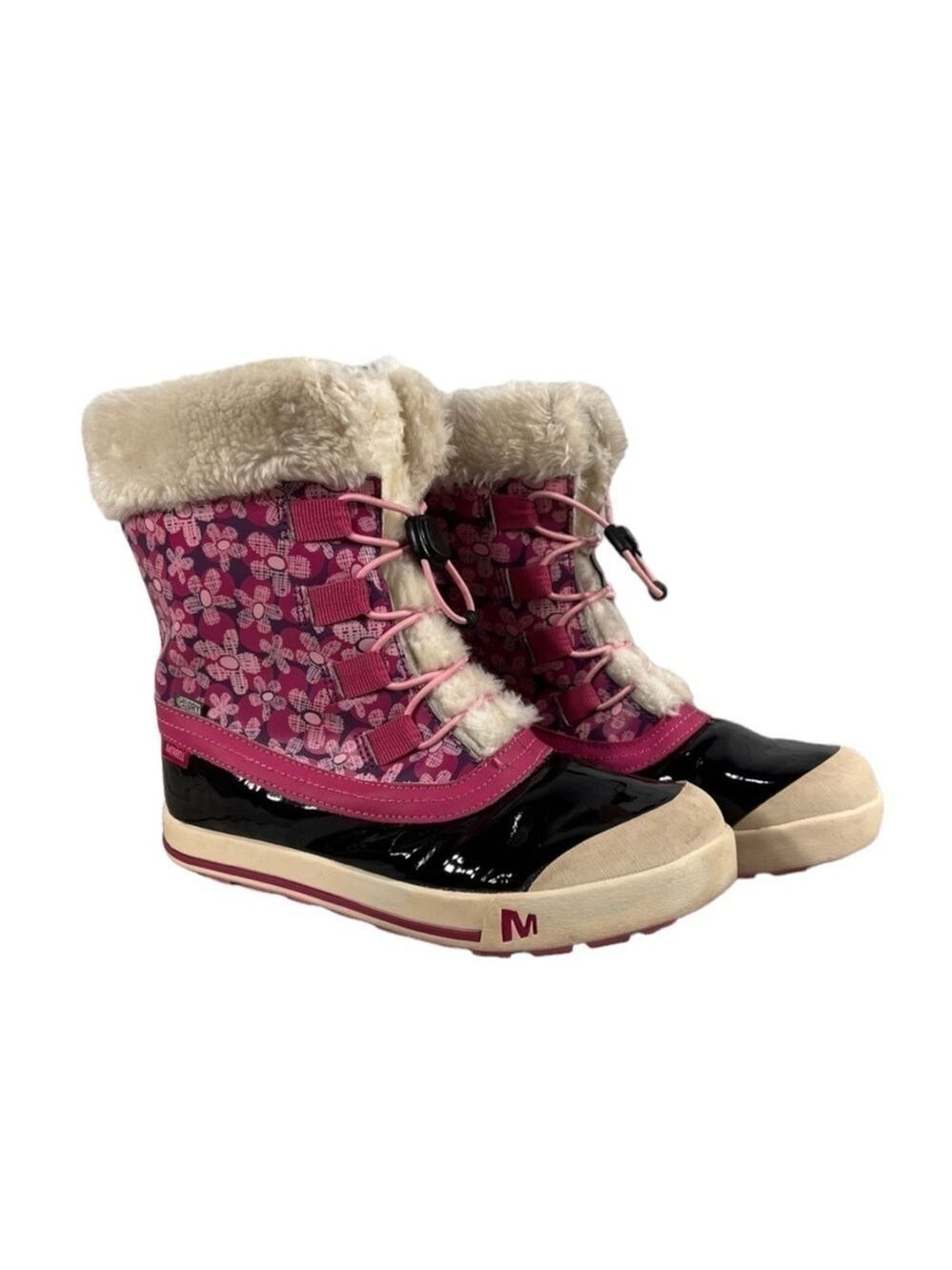 Merrell Girls Spruzzi Waterproof Rain / Snow Boots Size 5 Pink Floral